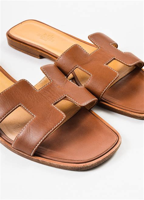 hermes oran sandals brown.